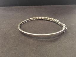 Thai Made Sterling Silver Peridot Accented Bangle Bracelet