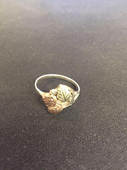 10K Gold Leaf & Sterling Silver Ring - Size 9