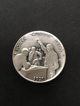 The Danbury Mint Sterling Silver .925 Bullion Round Coin - 34.5 grams - 1925 Scopes Monkey Trial