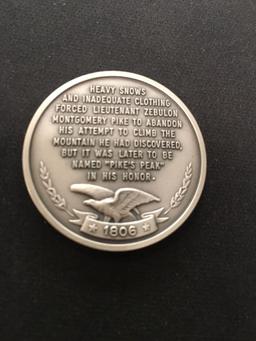 The Danbury Mint Sterling Silver .925 Bullion Round Coin - 35.9 grams - 1806 Pike's Peak