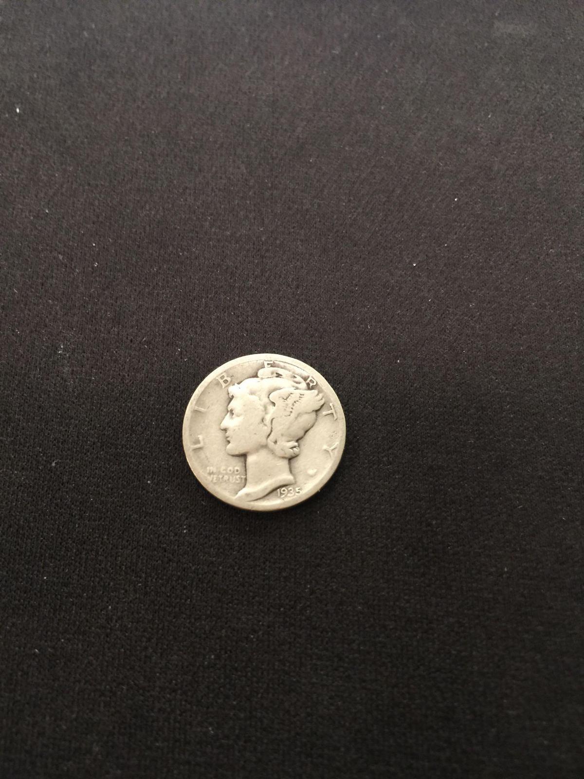 1935 United States Mercury Dime - 90% Silver Coin