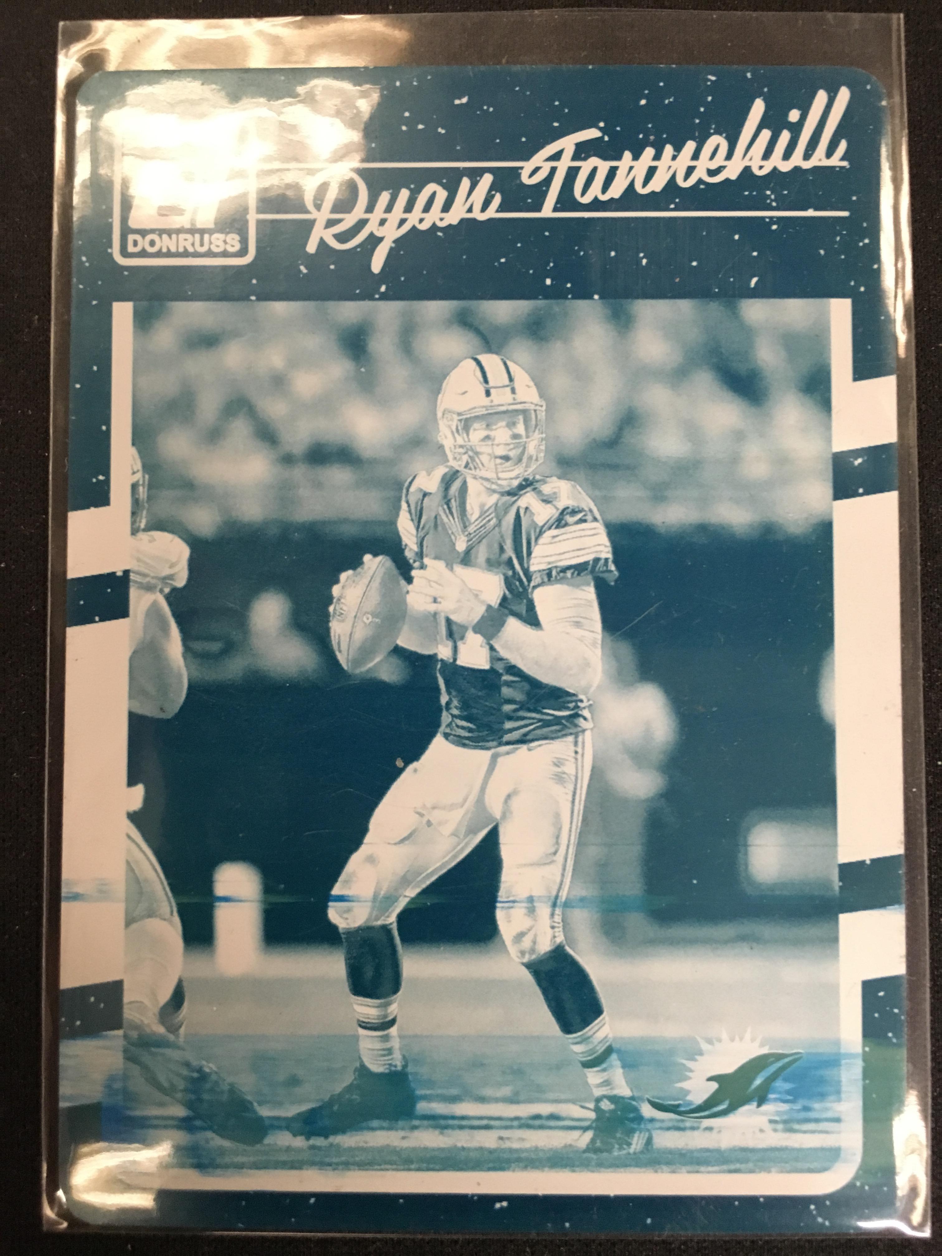 2016 Donruss Ryan Tannehill Dolphins Cyan Printing Plate 1/1