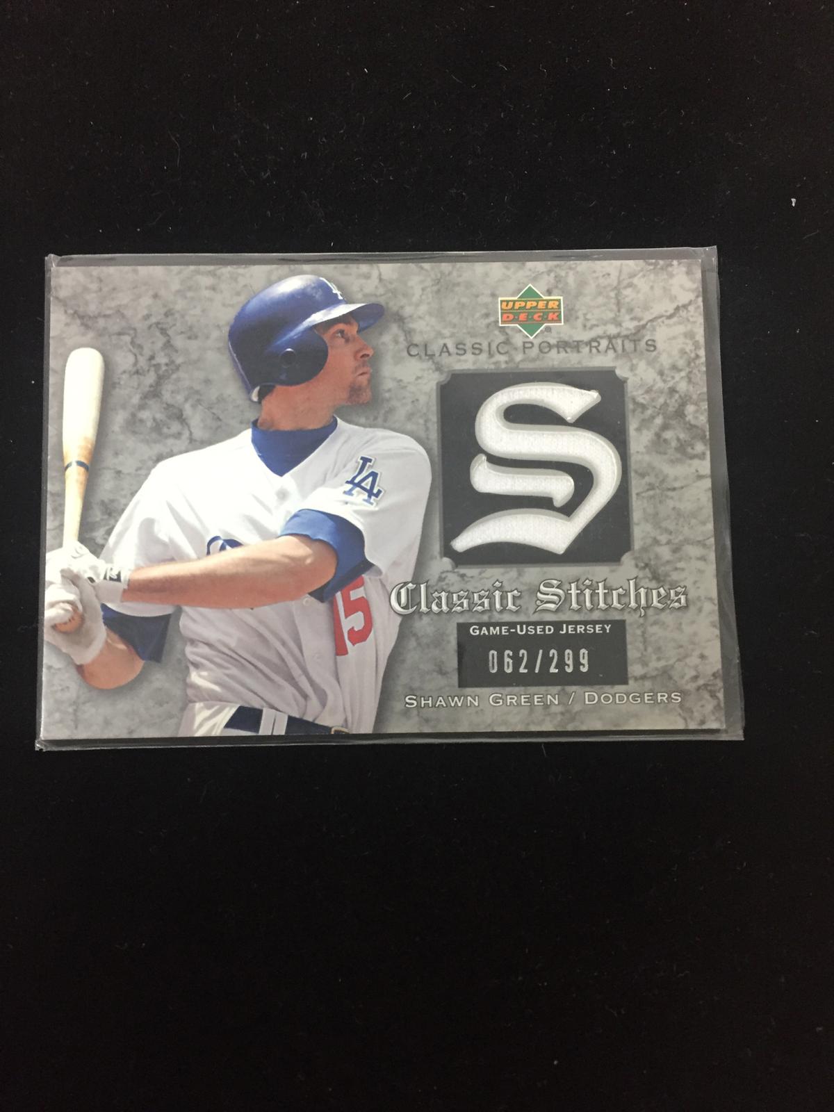 2003 Upper Deck Classic Stitches Shawn Green Dodgers Jersey Card /299