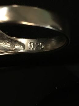 Medium Claddagh Styled Sterling Silver Ring Band - Size 8.5