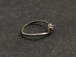 Petite Twin Pink & Blue Sapphire Sterling Silver Promise Ring - Size 6