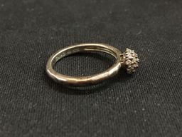 Rhinestone Cluster Ball Designed Sterling Silver Ring Band - Size