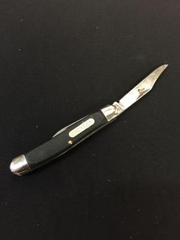 Vintage Imperial Frontier Black Handle Multi Blade Folding Pocket Knife