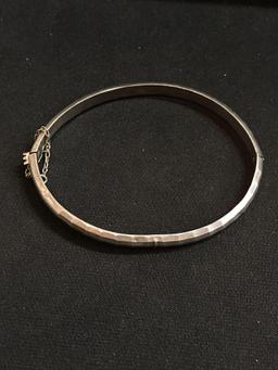 Hand-Hammered Sterling Silver Hinged Bangle Bracelet