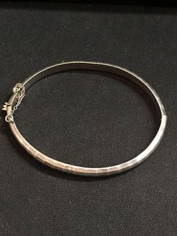 Hand-Hammered Sterling Silver Hinged Bangle Bracelet