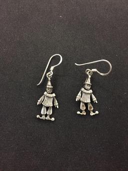 Dancing Clowns Sterling Silver Pair of Earrings