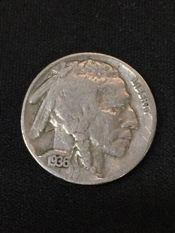 1936 United States Indian Head Buffalo Nickel Coin