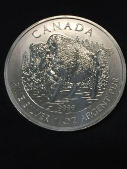 2013 Canada 1 Ounce .999 Fine Silver Bison Limited Edition Silver $5 Bullion Coin