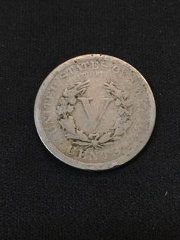 1906 United States Liberty V Nickel 5 Cent Coin - Vintage