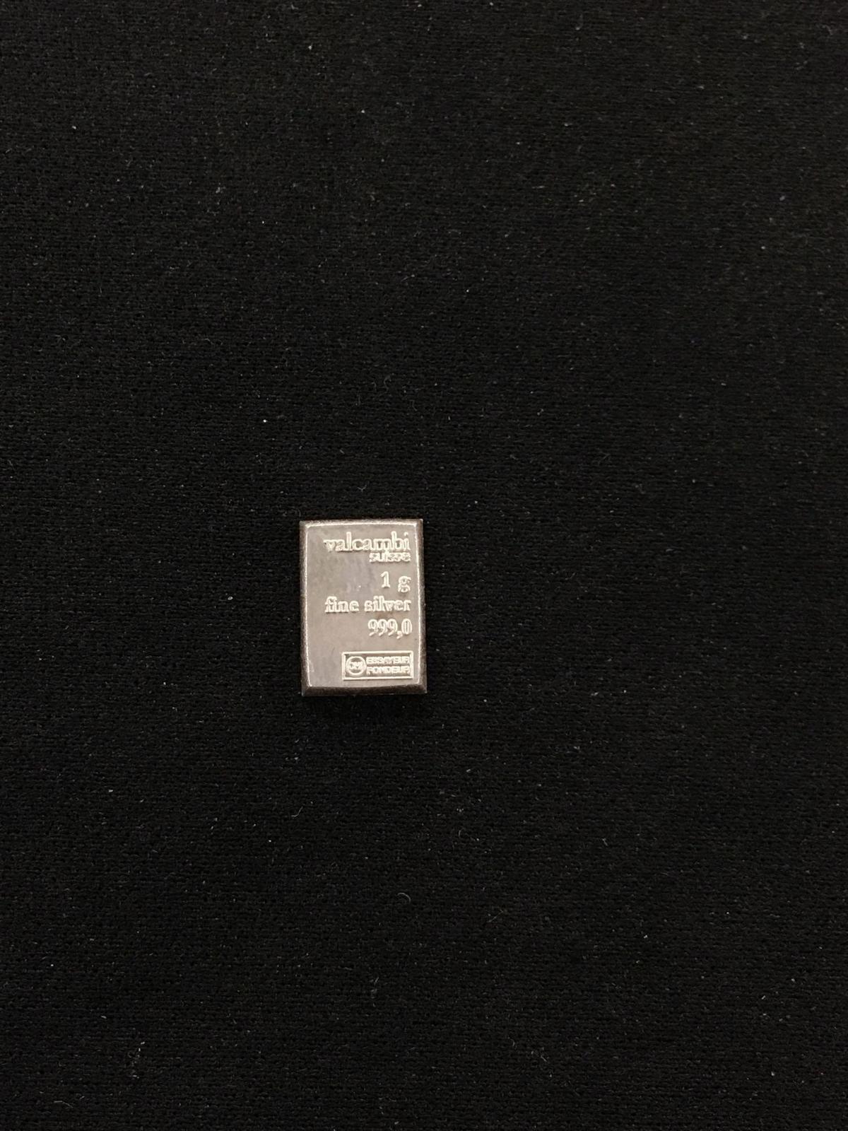 Rare 1 Gram .999 Fine Silver Valcambri Suisse Silver Bullion Bar