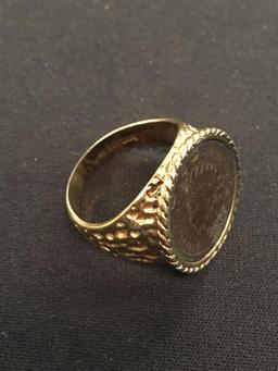 Gold Plated Sterling Silver Indian Head Penny Ring - Size 11.5