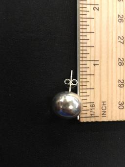 Large Ball Shaped Sterling Silver Pair of Stud Earrings