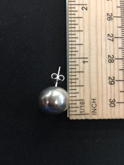 Large Ball Shaped Sterling Silver Pair of Stud Earrings