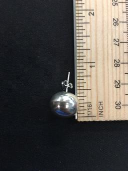 Large Ball Shaped Sterling Silver Pair of Stud Earrings