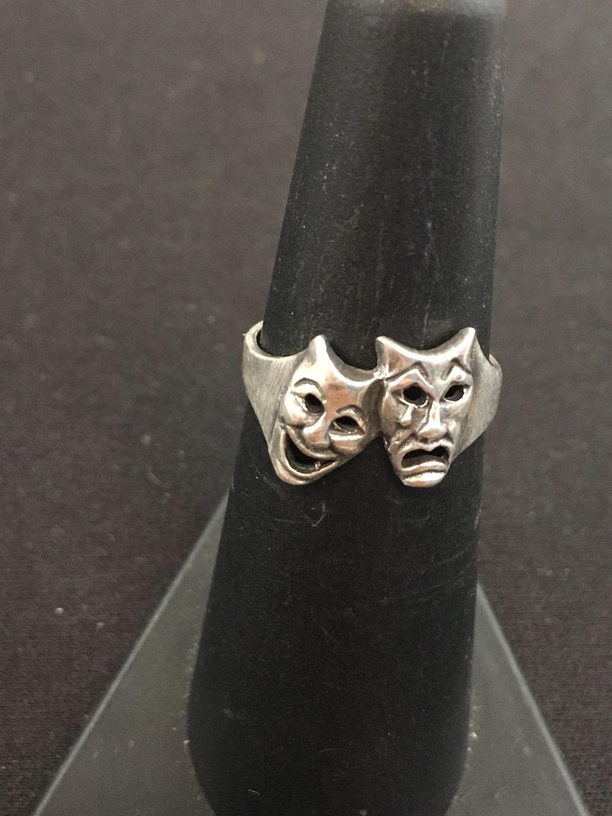 Playhouse Comedy & Tragedy Sterling Silver Ring Band - Size 6