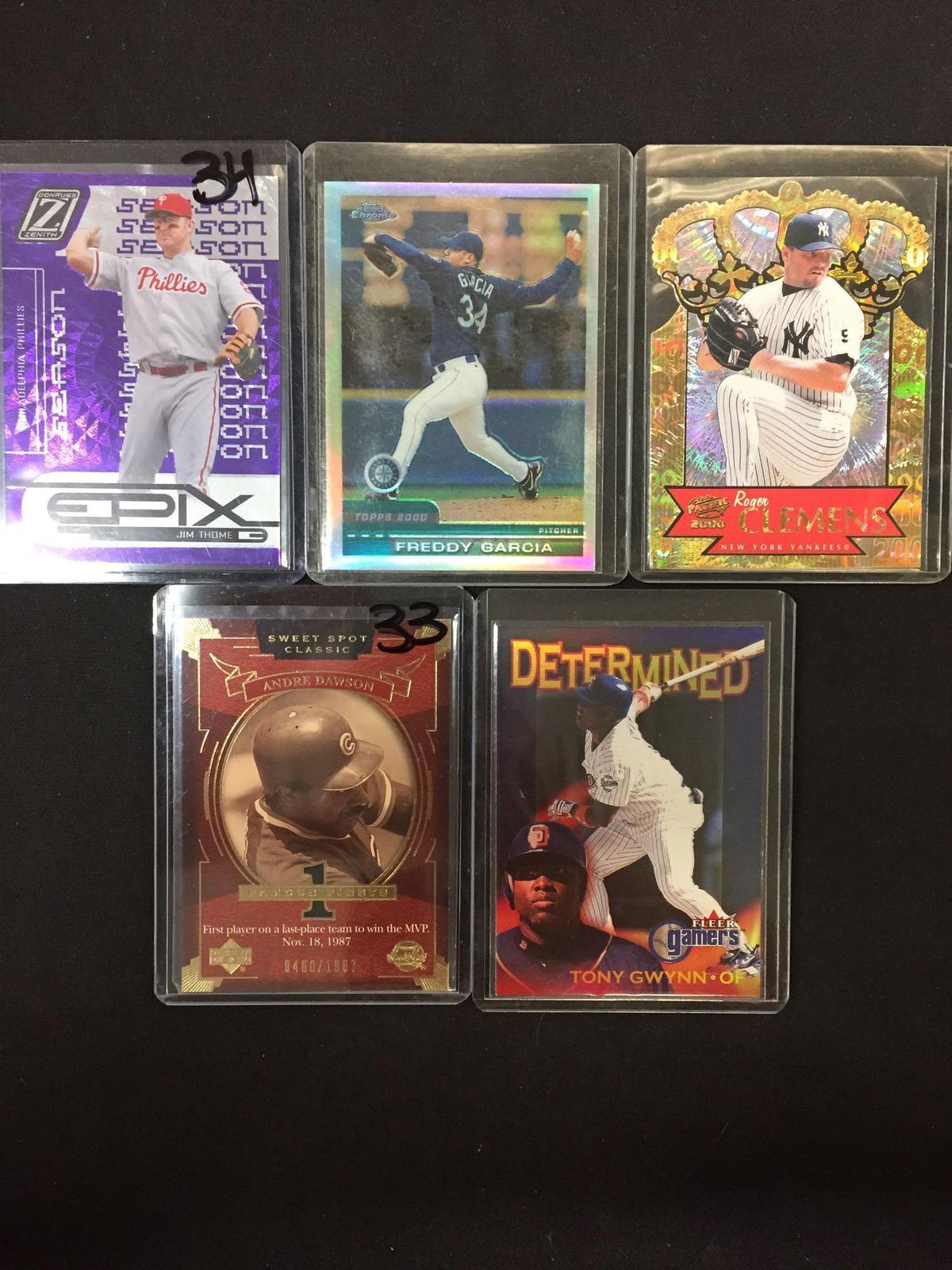 5 Card Lot of Baseball Inserts, Serial Numbered and Rare Star Sports Cards!