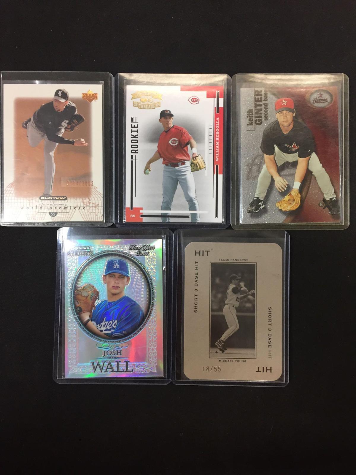 5 Card Lot of Baseball Inserts, Serial Numbered and Rare Star Sports Cards!