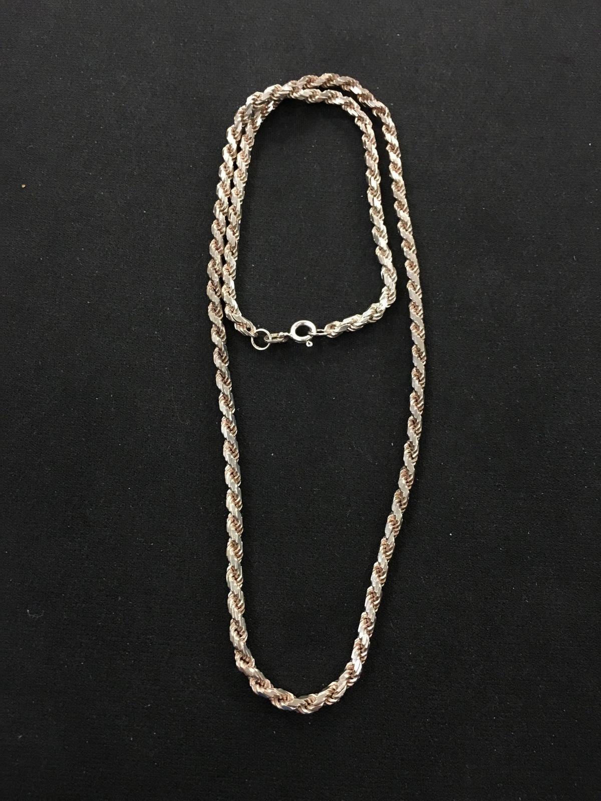 Medium Italian Made 18" Sterling Silver Rope Chain