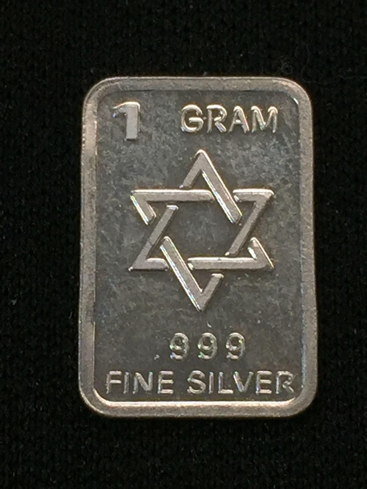 1 Gram .999 Fine Silver Star of David Bullion Round