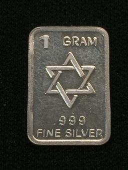 1 Gram .999 Fine Silver Star of David Bullion Round