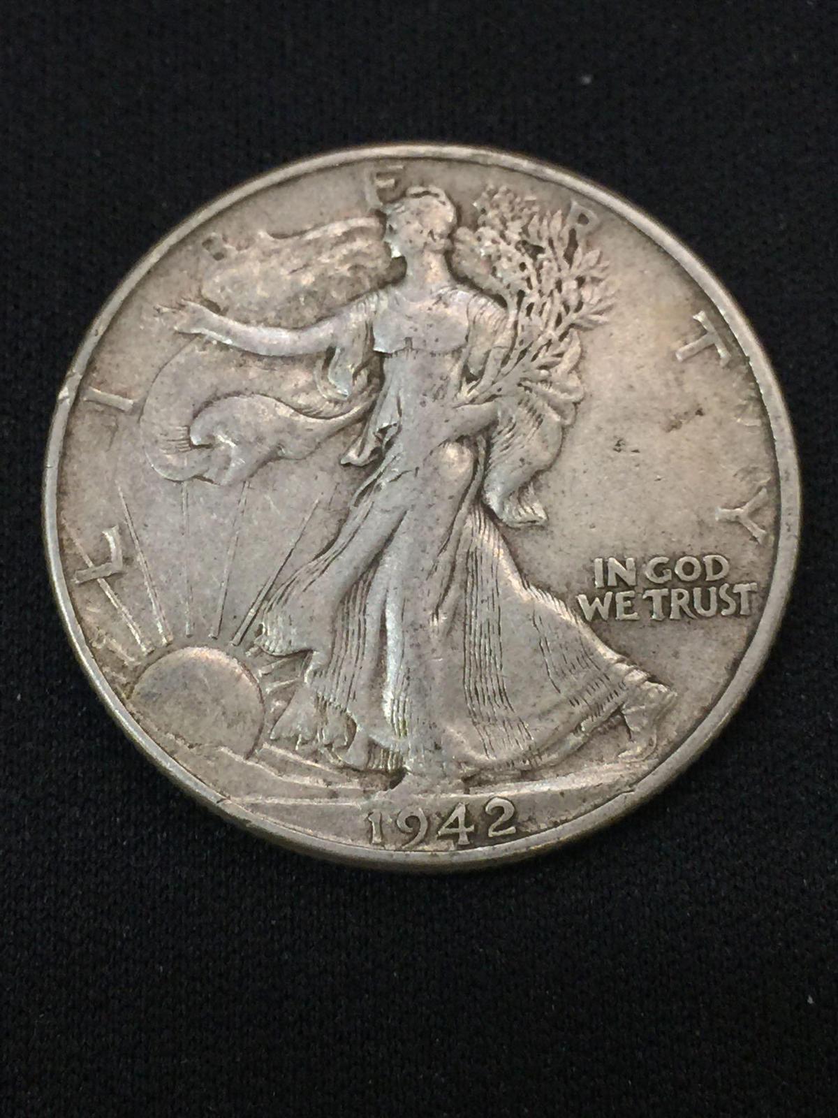 1942 United States Walking Liberty Half Dollar - 90% Silver Coin