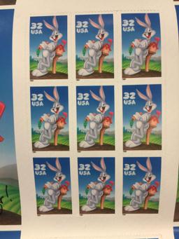 Adorable Vintage Collectible Bugs Bunny Stamp Sheets - 3 Count