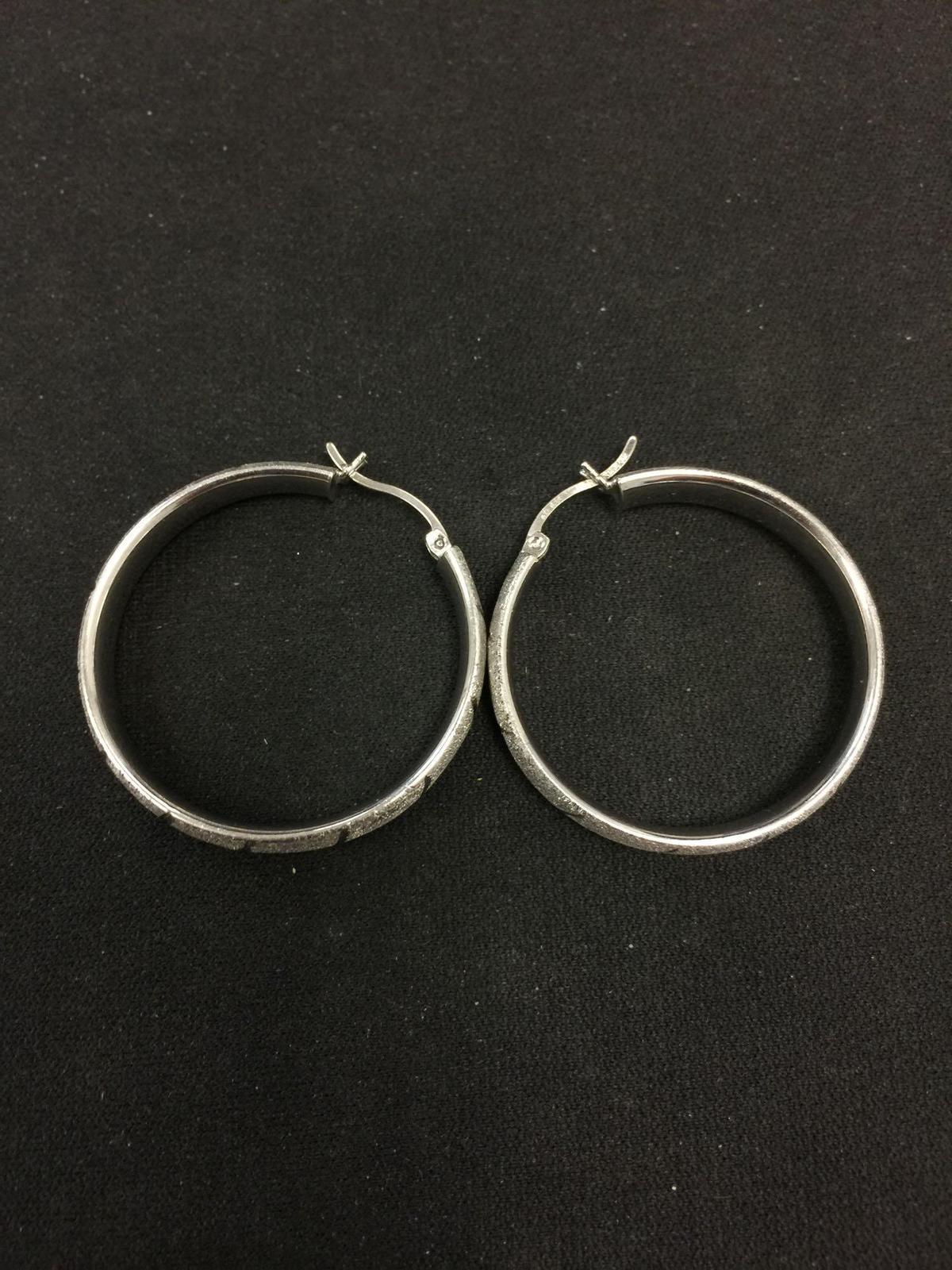 ATI Thai Made 35 mm Wide Pair of Sterling Silver Hoop Earrings