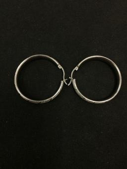 ATI Thai Made 35 mm Wide Pair of Sterling Silver Hoop Earrings