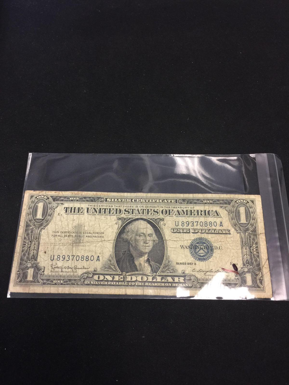 1957-B United States $1 Silver Certificate Currency Bill Note