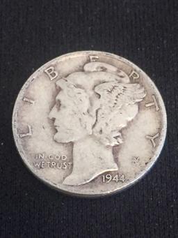 1944 United States Mercury Dime - 90% Silver Coin