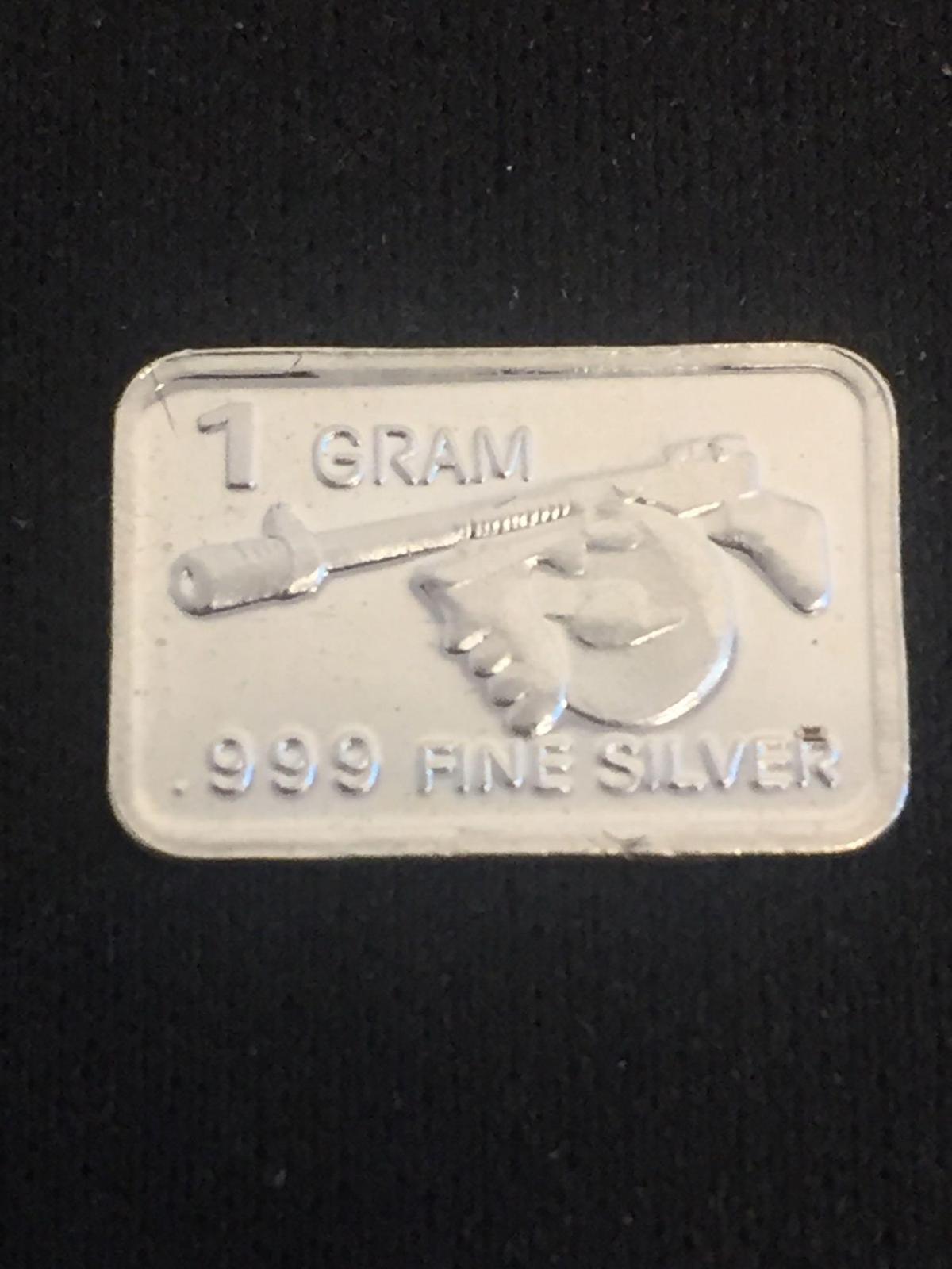 1 Gram .999 Fine Tommy Gun Bullion Bar