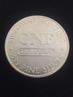 Sunshine Minting 1 Ounce .999 Fine Silver Bullion Round