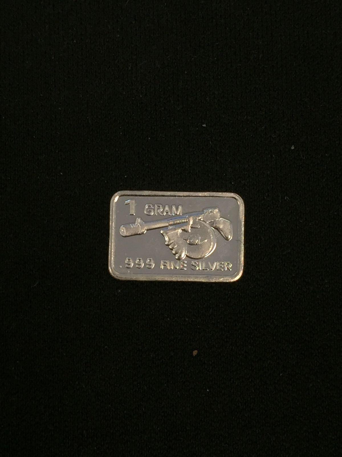 1 Gram .999 Fine Silver Bullion Bar Tommy Gun