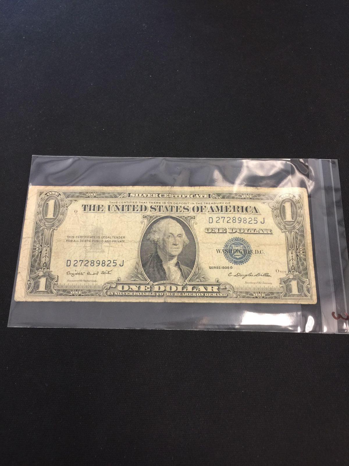 1935-G United States $1 Washington Silver Certificate Bill Currency Note