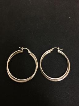 Thai Designed Braided 38 mm Hoop Sterling Silver Pair of Earrings