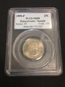 PCGS Graded 1999-P United States Pennsylvania Sample Quarter - MS00 Rare Coin