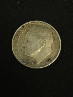 1957-D United States Roosevelt Dime - 90% Silver Coin