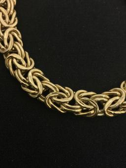 Flat Byzantine Designed 14 Karat Yellow Gold 7" Bracelet - 10.5 Grams