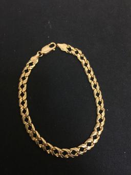 Italian Designed Curb Link Styled 14 Karat Yellow Gold 8" Bracelet - 14 Grams