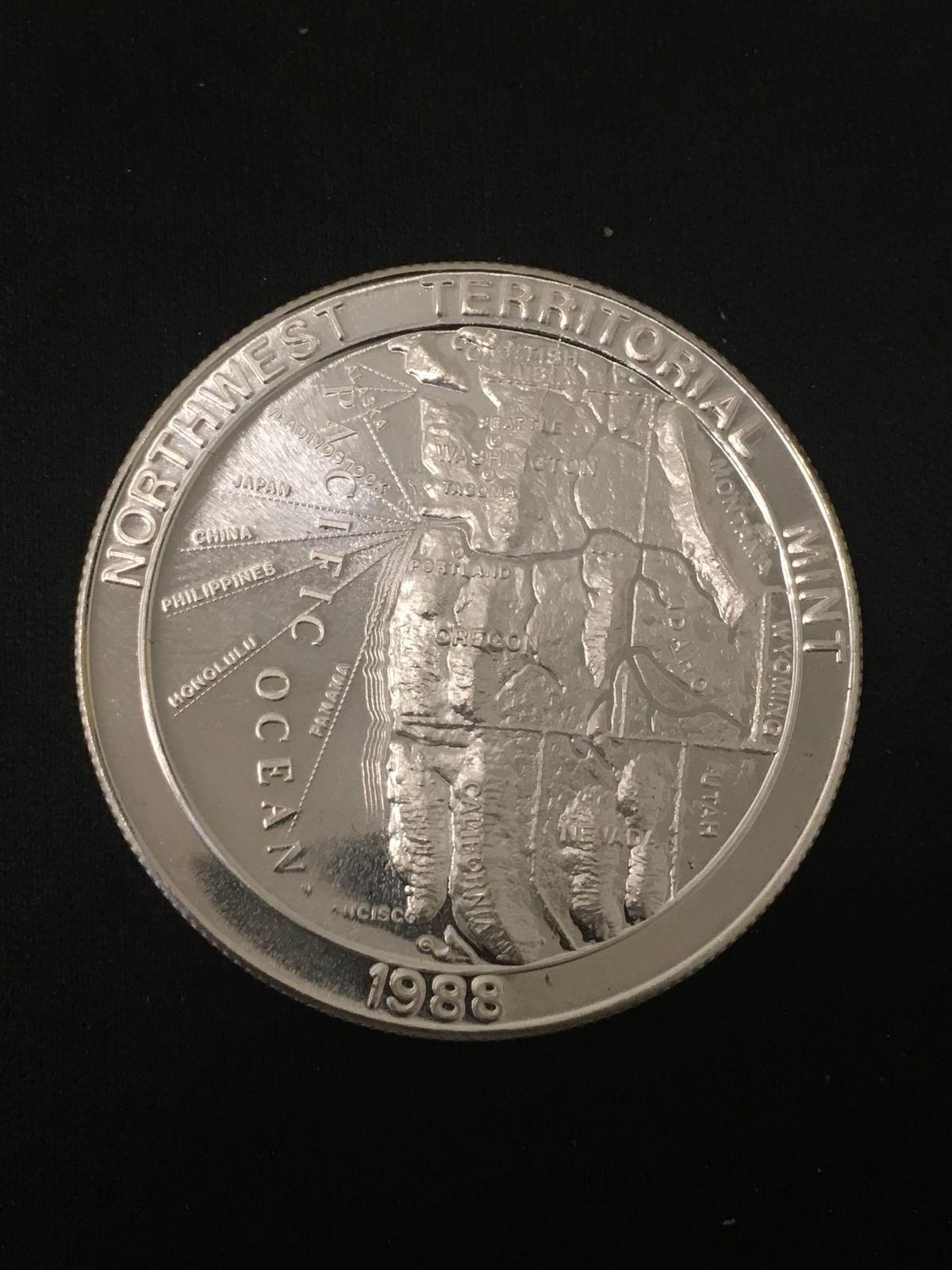 RARE Northwest Territorial Mint Textured 3D Art 1 OZ .999 Fine Silver Bullion Round