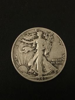 1942 United States Walking Liberty Half Dollar - 90% Silver Coin