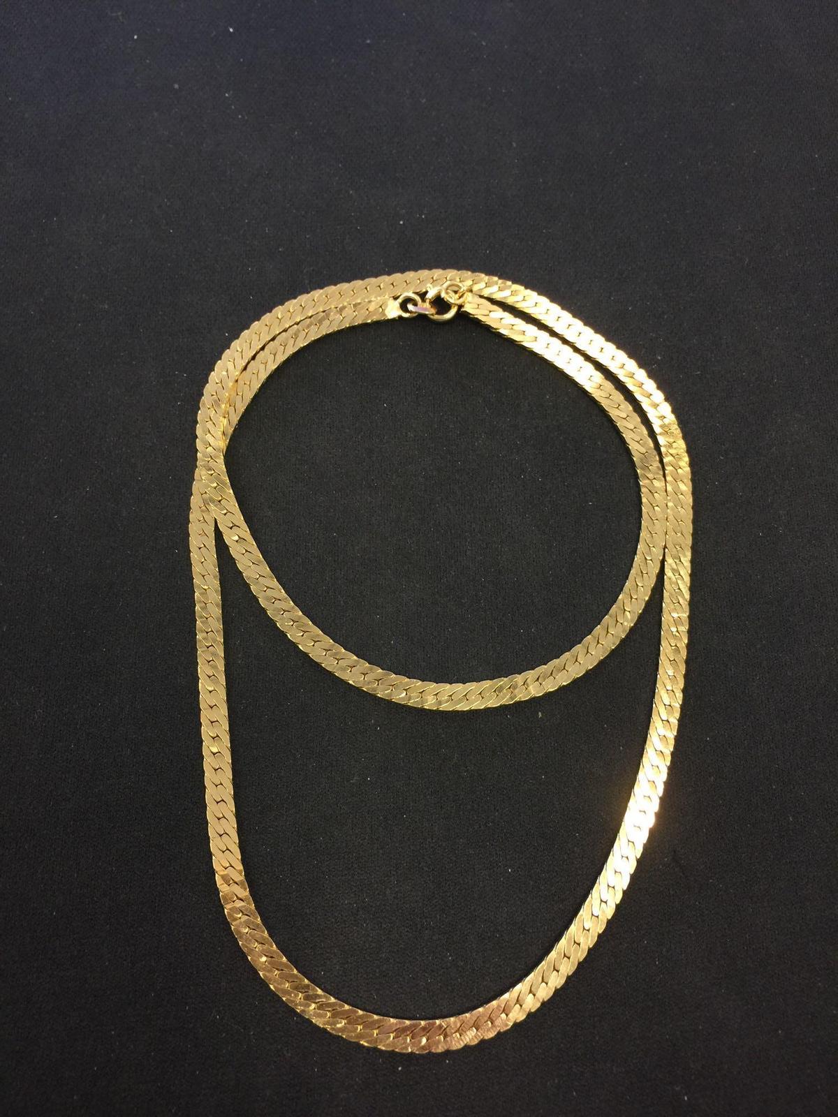 Yellow 14K 4 mm Wide 22" Herringbone Necklace - 28 Grams