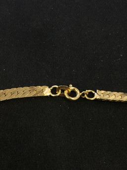 Yellow 14K 4 mm Wide 22" Herringbone Necklace - 28 Grams