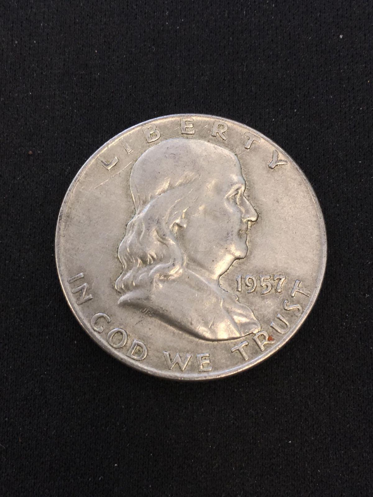 1957-D United States Franklin Silver Half Dollar - 90% Silver Coin