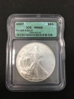 2007 United States 1 Ounce .999 Fine Silver American Eagle - ICG Graded MS 69