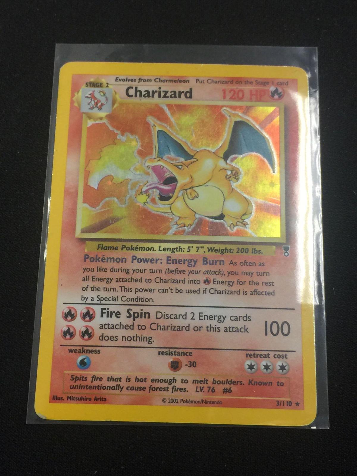 Pokemon Charizard Holofoil Rare Card - Legendary Colleciton 3/110 - Heavy Play